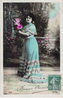 NOUVEL AN - Bonne Année - Happy New Year - Portrait Femme - Carte Postale Ancienne - New Year