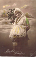 NOUVEL AN - Bonne Année - Happy New Year - Portrait Femme - Carte Postale Ancienne - New Year