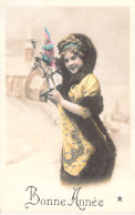 NOUVEL AN - Bonne Année - Happy New Year - Portrait Femme - Carte Postale Ancienne - New Year