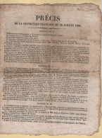 Precis De La Revolution Francaise Du 26 Juillet 1830 - 4 Pages Decrivant Chaque Journee - Rare - Historical Documents