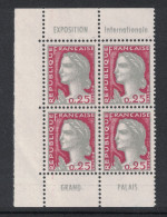 BLOC De 4 TIMBRES NEUF ** TYPE DECARIS 1263 Avec BANDE PUBLICITAIRE De CARNET EXPOSITION INTERNATIONALE GRAND PALAIS - Unused Stamps