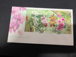 6-12-2023 (1 W 28) Australia (joint Issue With Singapore) Orchids Mini Sheet FDC - 1998 - Joint Issues