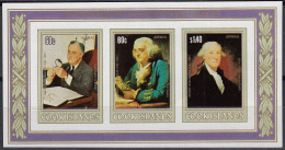 COOK ISLANDS 1982 American Anniversaries, IMPERFORATE M/S MNH - George Washington