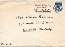 60860 - Schweiz - 1947 - 30Rp Landschaften EF A Bf ZUERICH - ... KINDERHILFE -> Louisville, KY (USA) - Croix-Rouge