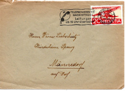 60866 - Schweiz - 1944 - 20Rp Luftpost EF A Bf ZUERICH - TELEFONIEREN SIE NACHMITTAGS ... -> Maennedorf - Covers & Documents