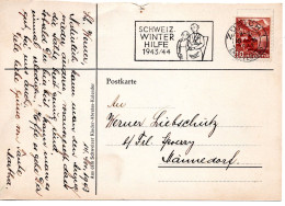 60867 - Schweiz - 1943 - 10Rp Landschaften EF A AnsKte ZUERICH - ... WINTERHILFE ... -> Maennedorf - Storia Postale