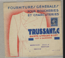 PREO FRANCE SEMEUSE Yvert NR. 52a On TRUSSANT & C° Advertising Card , RARE / RRR . LOT 279 - Autres & Non Classés