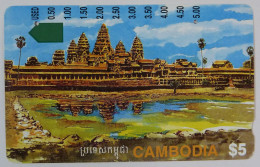 CAMBODIA - Anritsu - ANGKOR RUINS - Smaller Control Number - $5 - Used - Camboya