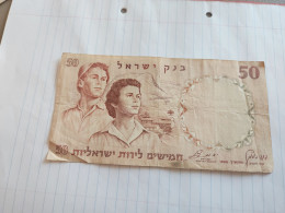 Israel-50 LIROT BOY AND GIRL-(1960)-(GREEN NUMBER)-(188)-(234876-ח/2)-USED-crease/stain-BANK NOTE - Israël