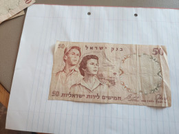 Israel-50 LIROT BOY AND GIRL-(1960)-(GREEN NUMBER)-(191)-(274583-ט/1)-USED-crease/stain-BANK NOTE - Israel