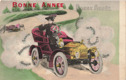 FÊTES ET VOEUX - Nouvel An - Une Femme Au Volant D'une Voiture - Colorisé - Carte Postale Ancienne - Neujahr