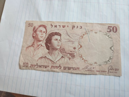 Israel-50 LIROT BOY AND GIRL-(1960)-(GREEN NUMBER)-(200)-(101735-ח/1)-PEN-USED-BANK NOTE - Israël