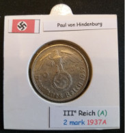 Pièce De 2 Reichsmark De 1937A (Berlin) Paul Von Hindenburg (position A) - 2 Reichsmark