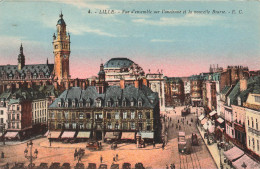 FRANCE - Lille - Vue D'ensemble Sur L'ancienne Et La Nouvelle Bourse - EC - Colorisé - Animé - Carte Postale Ancienne - Lille