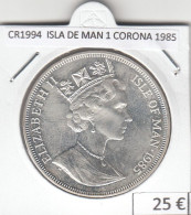 CR1994 MONEDA ISLA DE MAN 1 CORONA 1985 PLATA - Otros & Sin Clasificación