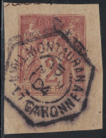 TARN ET GARONNE - MONTAUBAN - FRAGMENT D'ENTIER - CACHET CENTRAL RECETTE AUXILIAIRE 5-10-1904. - 1876-1898 Sage (Type II)