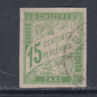 Colonies Françaises Timbres-Taxe  N° 20 O  : 15 C. Vert-jaune Non Dentelé, Oblitération Légèree Sinon TB - Taxe