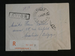 AD21 CONGO BELGE  BELLE LETTRE RECO    1950 PAR AVION LEOPOLDVILLE A MALINES BELGIQUE +AFF. INTERESSANT+NON OUVERTE++ ++ - Enteros Postales