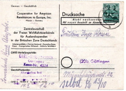 60943 - Alliierte Besetzung - 1947 - 16Pfg Bauern EF A DrucksKte Der CARE-Verteilungsstelle Innerh V GOETTINGEN - Covers & Documents