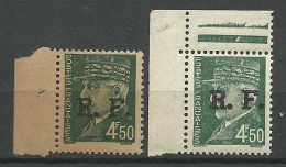 France  Libération De Lyon N°15   RF Sur Le N° 521B  Papier Normal Et Variété Papier GC   Neufs  * * B/TB  =  MNH F/ VF - Befreiung