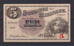 SWEDEN - 1947 5 Kronor Circulated Banknote As Scans - Zweden