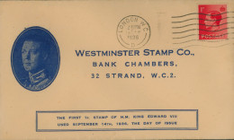 1936 Edward VIII 1d FDC Westminster Stamp Company Cover - ....-1951 Vor Elizabeth II.