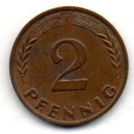 GERMANY - FEDERAL REPUBLIC, 2 Pfennig, Bronze, Year 1961-F, KM # 106 - 2 Pfennig