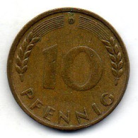 GERMANY - FEDERAL REPUBLIC, 10 Pfennig, Brass, Year 1949-D, KM # 103 - 10 Pfennig