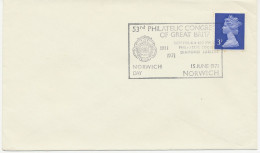 GB SPECIAL EVENT POSTMARKS 1971 53RD PHILATELIC CONGRESS OF GREAT BRITAIN NORWICH - NORFOLK & NORWICH PHILATELIC SOCIETY - Cartas & Documentos