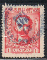 EL SALVADOR 1953 JOSE MARTI CUBAN PATRIOT 1c USED USATO OBLITERE' - Salvador