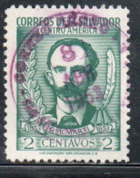 EL SALVADOR 1953 JOSE MARTI CUBAN PATRIOT 2c USED USATO OBLITERE' - Salvador