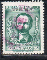 EL SALVADOR 1953 JOSE MARTI CUBAN PATRIOT 2c USED USATO OBLITERE' - Salvador