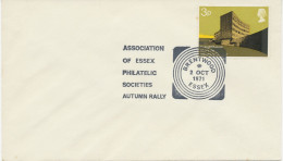 GB SPECIAL EVENT POSTMARKS 1971 ASSOCIATION OF ESSEX PHILATELIC SOCIETIES AUTUMN RALLY BRENTWOOD ESSEX - Lettres & Documents