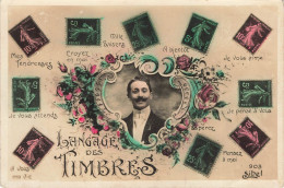 TIMBRES  - Langages Des Timbres - Colorisé - Carte Postale Ancienne - Sellos (representaciones)