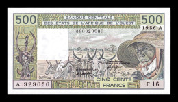 West African St. Costa De Marfil 500 Francs BCEAO 1986 Pick 106Aj Sc Unc - Costa D'Avorio