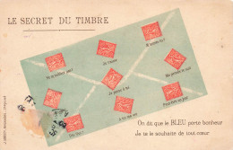 TIMBRES  - Le Secret Du Timbre - Colorisé - Carte Postale Ancienne - Briefmarken (Abbildungen)