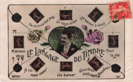 TIMBRES  - Le Langage Du Timbre - Colorisé - Carte Postale Ancienne - Postzegels (afbeeldingen)