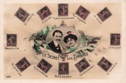 TIMBRES  - Le Secret Des Timbres - Colorisé - Carte Postale Ancienne - Briefmarken (Abbildungen)