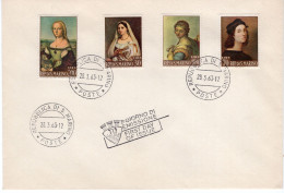 1963 BUSTA FDC CON SERIE COMPLETA DI QUATTRO VALORI "DIPINTI CELEBRI DI RAFFAELLO " MOLTO BELLA - Covers & Documents