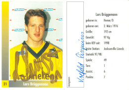 Autogramm Eishockey AK Lars Brüggemann Krefeld Pinguine 98-99 Hemer Nürnberg Ice Tigers NIT Hannover Scorpions Essen - Wintersport