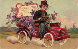 FÊTES ET VOEUX - Nouvel An - Un Homme Conduisant Une Voiture  - Colorisé - Carte Postale Ancienne - Nouvel An