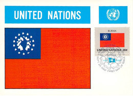 UNITED NATION CARTE MAXIMUM   DRAPEAU FLAG - BURMA - Autres & Non Classés