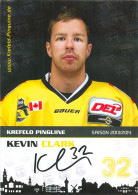 Autogramm Eishockey AK Kevin Clark Krefeld Pinguine 13-14 KEV Rapperswil-Jona Lakers Eisbären Berlin SCL Tigers Brynäs - Sport Invernali