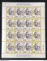 Mongolia 2019 - 150th Birth Anniversary Of Mahatma Gandhi - Complete Sheet Of 16 Stamps MNH P.O Fresh & Fine  Ex Rare - Mongolie