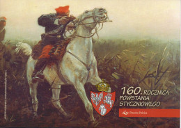 POLAND 2023 POLISH POST OFFICE LIMITED EDITION FOLDER: 160TH ANNIVERSARY OF JANUARY UPRISING PC Cp 1995 HORSES SOLDIERS - Lettres & Documents