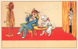 ILLUSTRATEUR - Un Chat Dragueur - Colorisé -  Carte Postale Ancienne - Autres & Non Classés