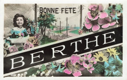FÊTES ET VOEUX - Bonne Fête Berthe - Un Enfant Entouré De Fleurs - Colorisé - Carte Postale Ancienne - Andere & Zonder Classificatie