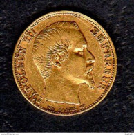 20 FRANCS OR - NAPOLEON III - TETE NUE 1854 - 20 Centimes