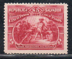 EL SALVADOR 1894 COLON COLUMBUS PROTECTING INDIAN HOSTAGES 5p MH - Salvador