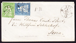 1862 Strubel 10 Rp Und 40 Rp Auf Kleinem Brief Aus ZUZ (Zuoz) Nach Jena. - Lettres & Documents